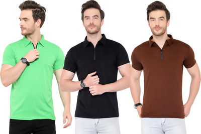 Moordale Solid Men Polo Neck Multicolor T-Shirt
