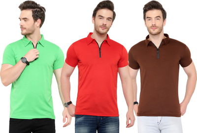 Moordale Solid Men Polo Neck Multicolor T-Shirt