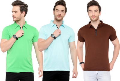 Moordale Solid Men Polo Neck Multicolor T-Shirt