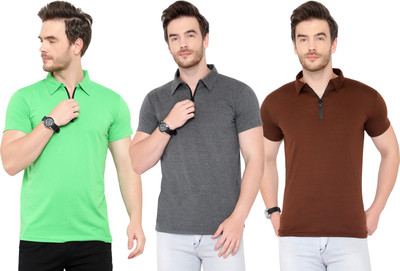Moordale Solid Men Polo Neck Multicolor T-Shirt