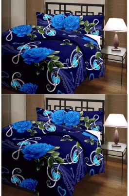 Khatri textiles and handloom store Floral Single AC Blanket for  AC Room(Poly Cotton, Dark Blue)