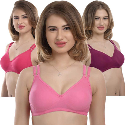 X-WELL Women Full Coverage Non Padded Bra(Purple, Red, Pink)