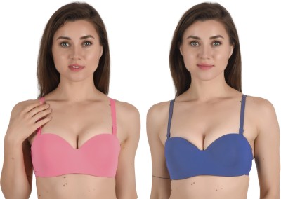 Alexana Half Cup Invisible Bra Women Everyday Lightly Padded Bra(Pink, Blue)