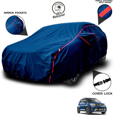 ANTHUB Car Cover For Maruti Suzuki Ignis (With Mirror Pockets)(Blue)