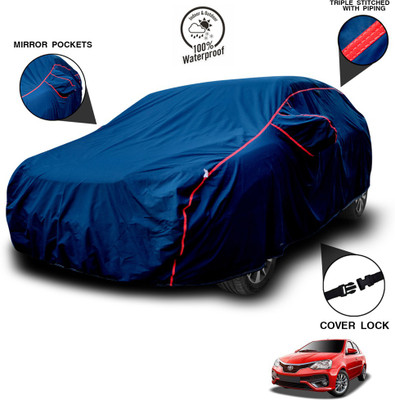 ANTHUB Car Cover For Toyota Platinum Etios (With Mirror Pockets)(Blue)