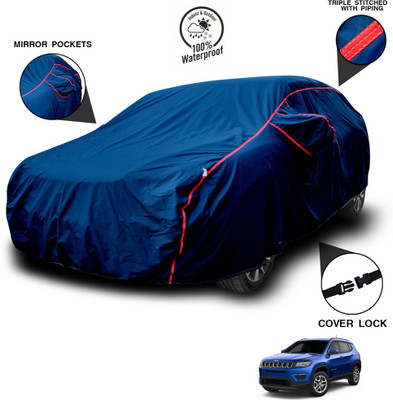 SEBONGO Car Cover For Jeep Compass Facelift (With Mirror Pockets)(Blue)