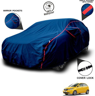 SEBONGO Car Cover For Tata Indica Vista (With Mirror Pockets)(Blue)
