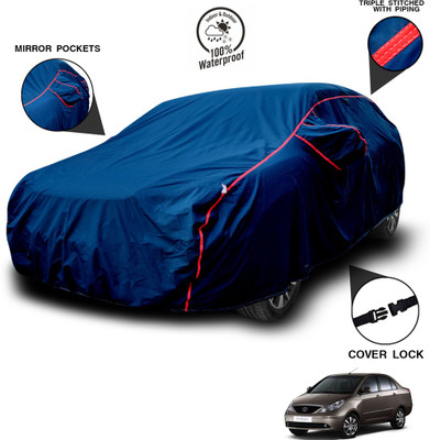 SEBONGO Car Cover For Tata Indigo CS (With Mirror Pockets)(Blue)
