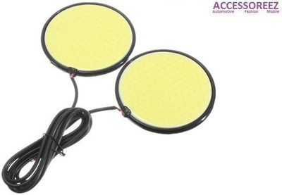 ACCESSOREEZ RSDRL029 Waterproof Round Shape COB LED DRL Car Fancy Lights(White)