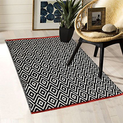 The Home Talk Black Cotton Runner(2 ft,  X 3 ft, Rectangle)