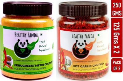 HEALTHY PANDA Fenugreek/ Methi Chutney and Hot Garlic/ Lasun/ Belloli/ Chilli Garlic Chatani - 125 Grams Pack each Chutney Powder(2x125 g)