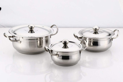 AQUIRIOS 3 PIES HANDI SET COOKWARE SET Induction Bottom Cookware Set(Stainless Steel, 1 - Piece)