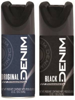 DENIM (Pack 2) Deo ORIGNAL, BLACK Body Spray 150ml Deodorant Spray  -  For Men