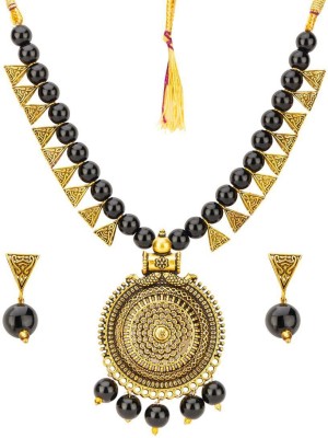 Jewels Galaxy Copper Gold-plated Black Jewellery Set(Pack of 1)