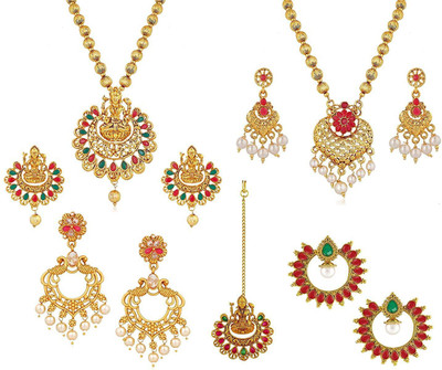 Om Jewells Alloy Gold-plated Multicolor Jewellery Set(Pack of 1)