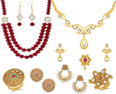 Om Jewells Alloy Gold-plated Multicolor Jewellery Set(Pack of 1)