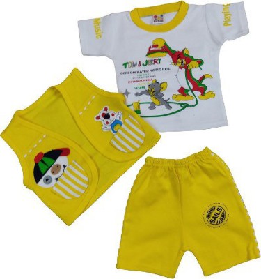 PK Baby Boys Casual T-shirt Shorts, Jacket(yellow)