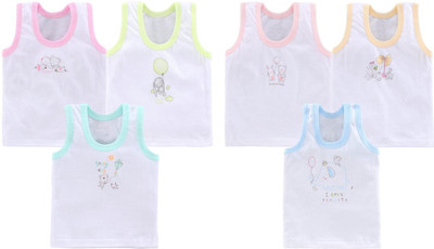AKIDO Vest For Baby Boys & Baby Girls Cotton(White, Pack of 6)