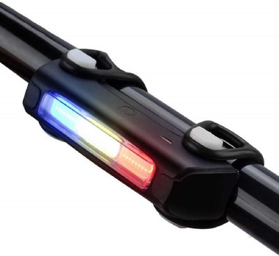 Protos India.Net Bike Bicycle Ultra Bright 7 Modes USB Rechargeable 3 Color LED Tail Light LED Front Light(Black)