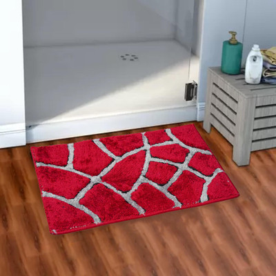 SWAGAT Polyester Door Mat(Maroon&Grey, Medium)