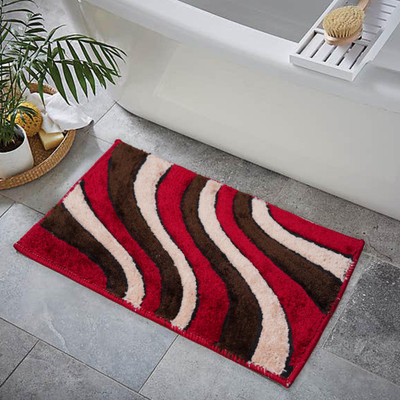 SWAGAT Polyester Door Mat(Maroon, Medium)