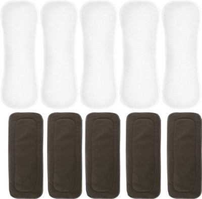 Pagwin charcoal Wetfree Reusable Washable Cotton Diaper Nappy Inserts baby diaper insert(Set of 10.)(5 white and 5 grey)