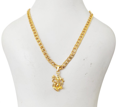 FashionCraft Beautiful Lord Ganesha With Golden Chain For Girls,Boys(20 Inch) Gold-plated Alloy Pendant Set