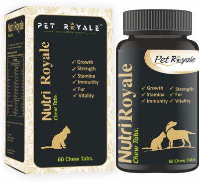 Pet Royale Dog Multivitamin Tablet| Pet Health Supplements | Dog Growth Supplement | Dog Bone Builder | Dog Calcium Chew Tablets | 1 X 60 Tablets | Pack of 1 Pet Health Supplements(60 Pieces)