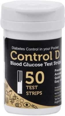Control D Glucose Test Strips 50 (Pack of 50 Strips, Black) (Only Strips, No Glucometer) 50 Glucometer Strips