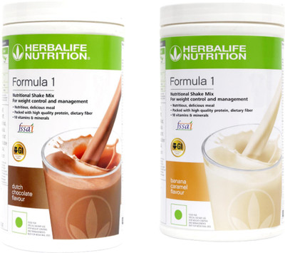 HERBALIFE Formula 1 Shake Mix- Chocolate Flavor & Banana Flavor For Weight Loss Plant-Based Protein(1000 g, Chocolate, Banana)