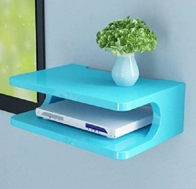 ANB Enterprises Beautiful Wall Set Top Box Stand Wooden Wall Shelf(Number of Shelves - 2, Blue)
