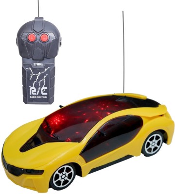 AS TRADERS Wireless Remote Control Fast Modern Car With 3D Lights(Yellow)