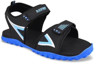 BLACKTOWN Men Sandals(Black, Blue , 7)