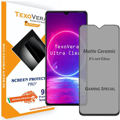 TexoVera Edge To Edge Tempered Glass for Samsung Galaxy F12, Realme 5, Realme 5s, Realme 5i, Realme 6i, Realme C3, Realme C11, Realme C12, Realme C15, Realme A5(2020), Realme A9(2020), Realme Y20, Realme Y20i, Oppo A15, Narzo 10, Narzo 10A, Narzo 20A, Oppo A12, Realme Narzo 20, Oppo A32 Matte(Pack o