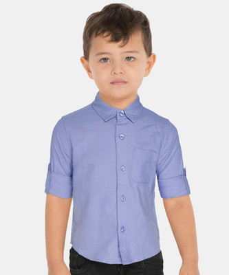 United Colors of Benetton Boys Solid Casual Blue Shirt