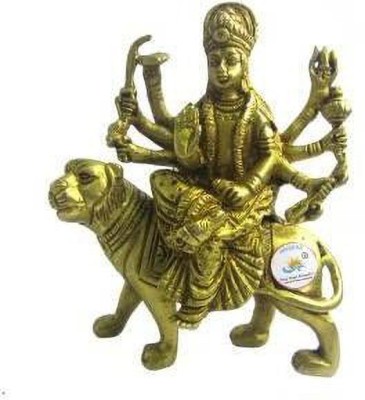 ARISERS Brass Durga Mata Idol, Durga Murti, Goddess Durga Idol (400g) Decorative Showpiece  -  10 cm(Brass, Gold)