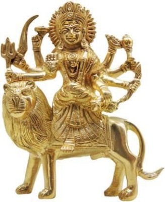 Avishi Brass Durga Mata Idol, Durga Murti, Goddess Durga Idol (400g) Decorative Showpiece  -  10 cm(Brass, Gold)