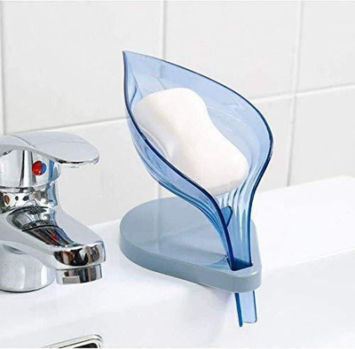 Ravenclaw Leaf Pattern Soap Case/Soap Holder/Soap Box for Bathroom Washbasin Drainage Soap Case Kitchen Soap Dish Leaf Soap Holder Multicolored(Blue)