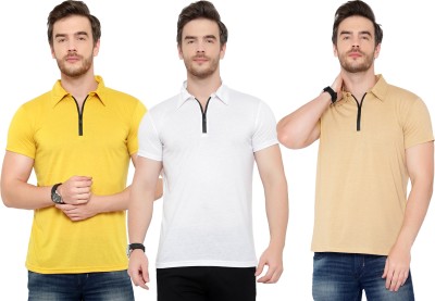 Tivy Solid Men Polo Neck Multicolor T-Shirt