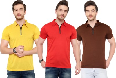 Tivy Solid Men Polo Neck Multicolor T-Shirt