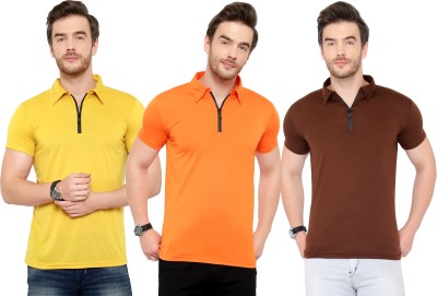 Tivy Solid Men Polo Neck Multicolor T-Shirt