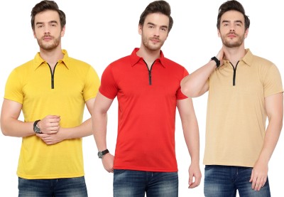 Tivy Solid Men Polo Neck Multicolor T-Shirt