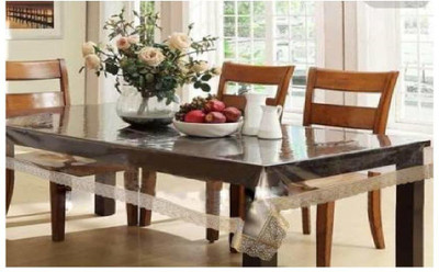 dakshrup PVC 4 Seater Solid Table Cover(Transparent)
