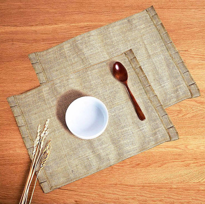 The Home Talk Rectangular Pack of 4 Table Placemat(Beige, Jute)