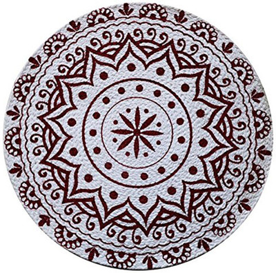 The Home Talk Round Pack of 6 Table Placemat(White, Cotton)