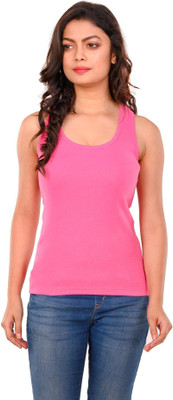 StyleAone Casual Sleeveless Solid Women Pink Top