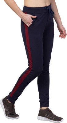 Bluecon Striped Women Dark Blue, Maroon Track Pants