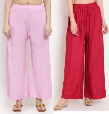 ZAYANQA Flared Women Red, Pink Trousers