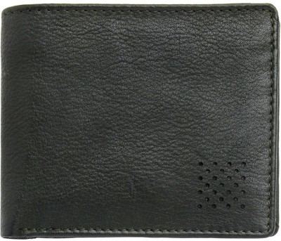 DOWNTOWN Men Trendy Green, Black Genuine Leather Wallet(6 Card Slots)