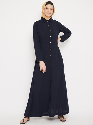 Momin Libas Polyester Abaya(Blue)